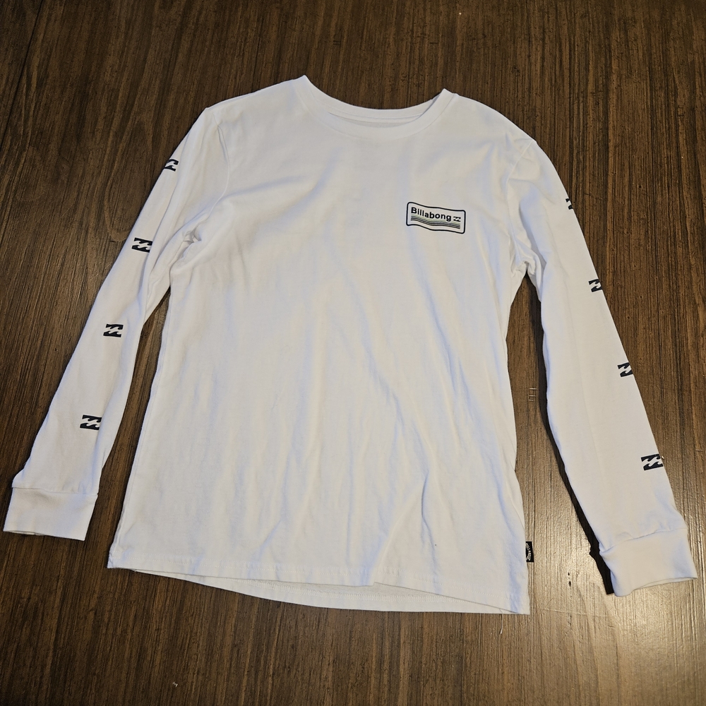 Billabong White Long Sleeve Tee with Black Logo